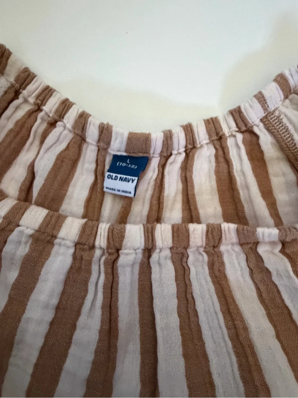 Old Navy Beige and White Striped Two-Piece Set